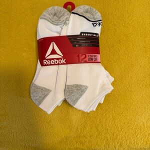 Reebok White and Gray Athletic Low Cut Socks - 12 Pack